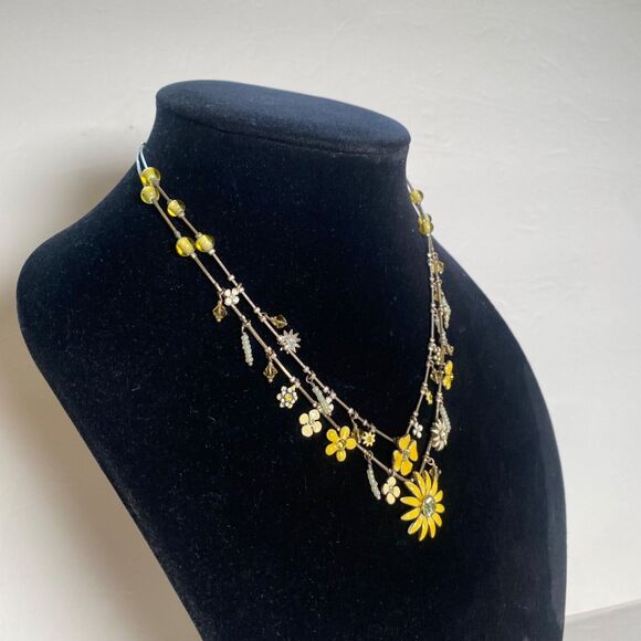 Pilgrim Danish Design Yellow Enamel Flower 2-Strand Necklace - Picture 3 of 8
